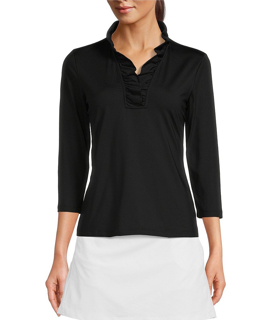 J.McLaughlin Durham 3/4 Sleeve Ruffle Top | Dillard's