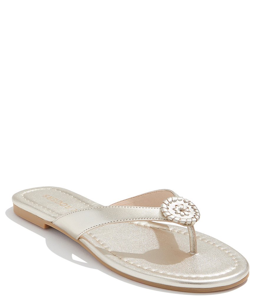 Jack Rogers Roxy Leather Ornamented Flip Flops | Dillard's