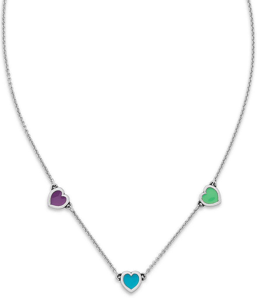 James Avery Enamel Connected Hearts Collar Short Pendant Necklace