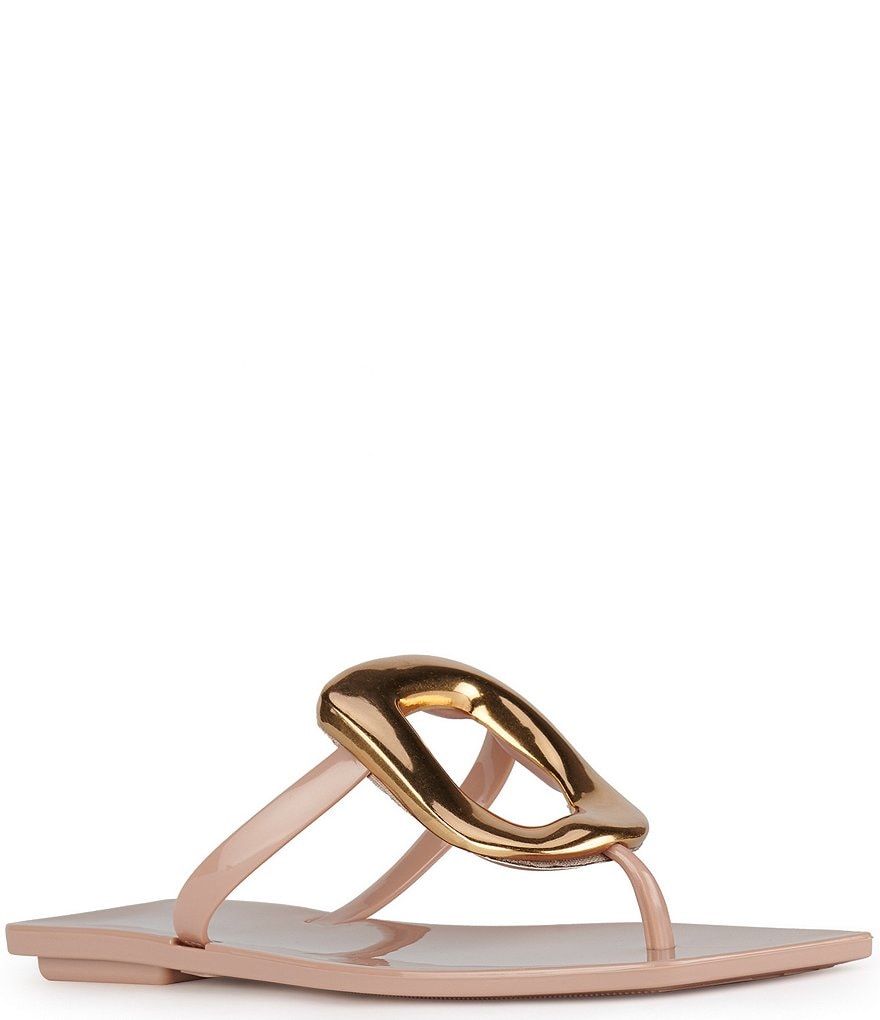 Jeffrey Campbell Linques Jelly Thong Hardware Flat Sandals | Dillard