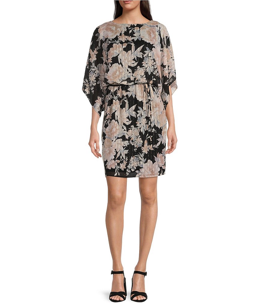 Belted Chiffon Printed Dress - Adored By Alex