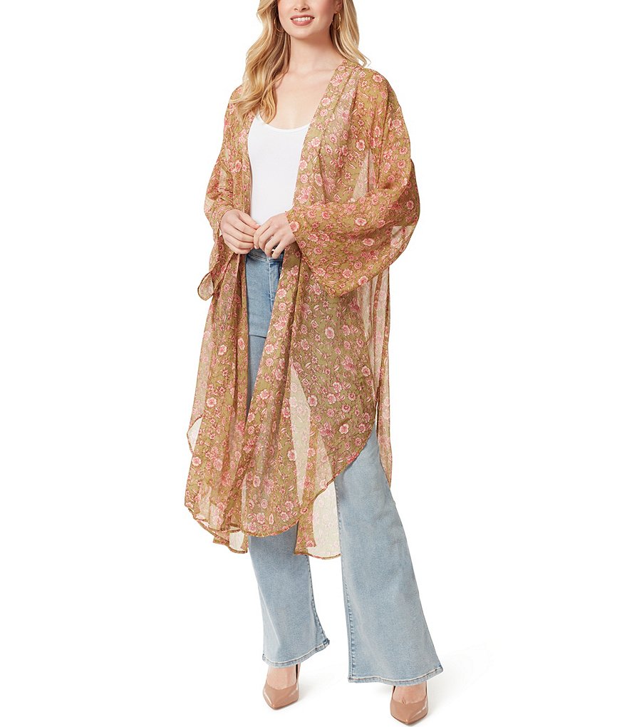 Jessica Simpson Botanical Dots Blaine Long Sleeve Printed Kimono ...