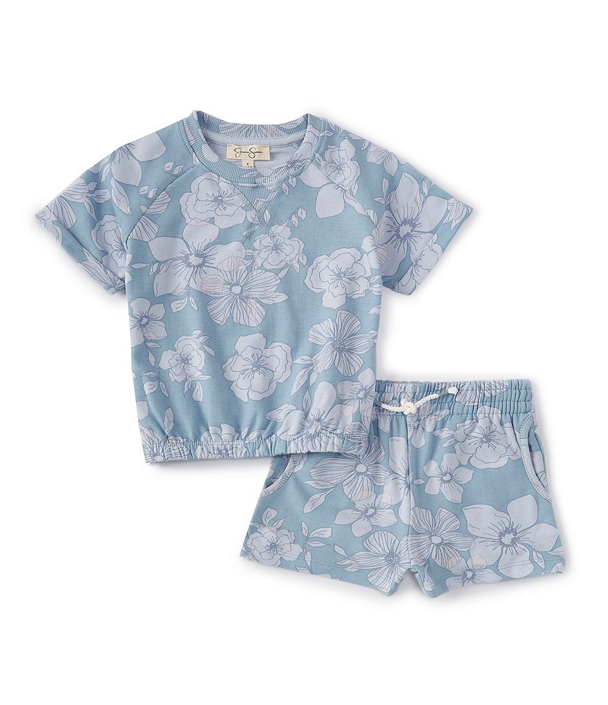 Juicy Couture Little Girls 4-6X Short Sleeve Logo Detailed French Terry Tee  & Matching Shorts Set