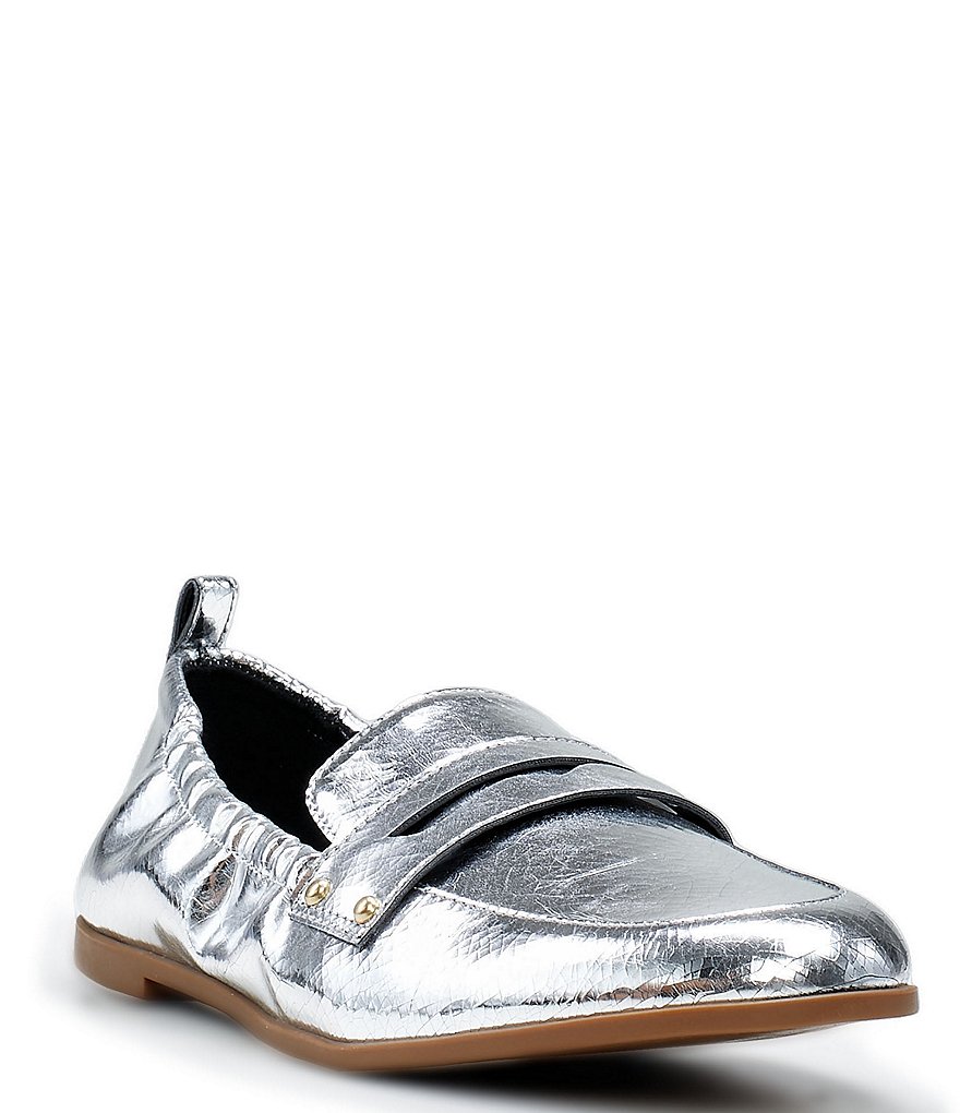 Jessica Simpson Selipa Crackled Metallic Loafers | Dillard's