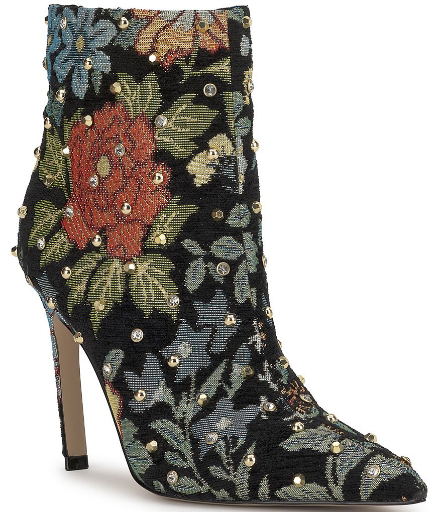 Jessica Simpson Wilonix Floral Studded Pointed Toe Booties