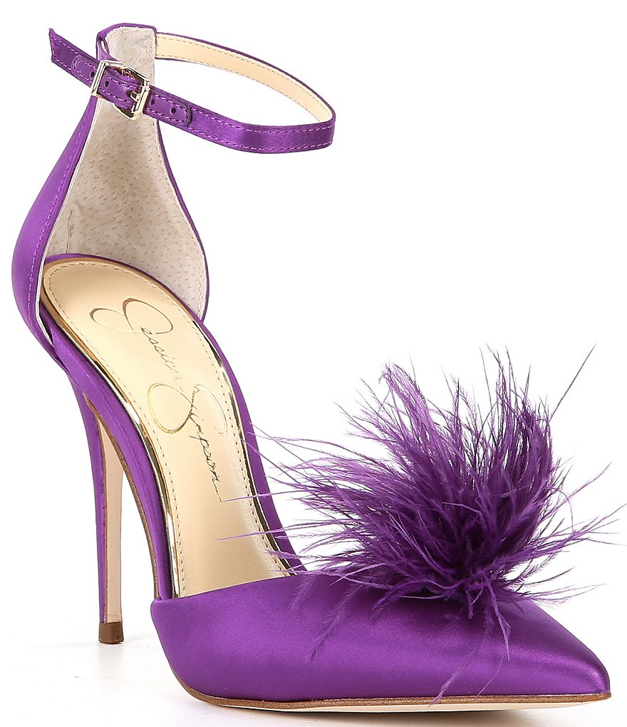 Jessica Simpson Wolistie Feather Ankle Strap Stiletto Dress Pumps