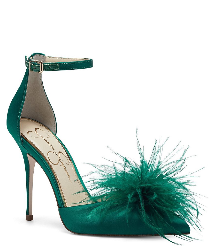 Jessica Simpson Wolistie Feather Ankle Strap Stiletto Dress |