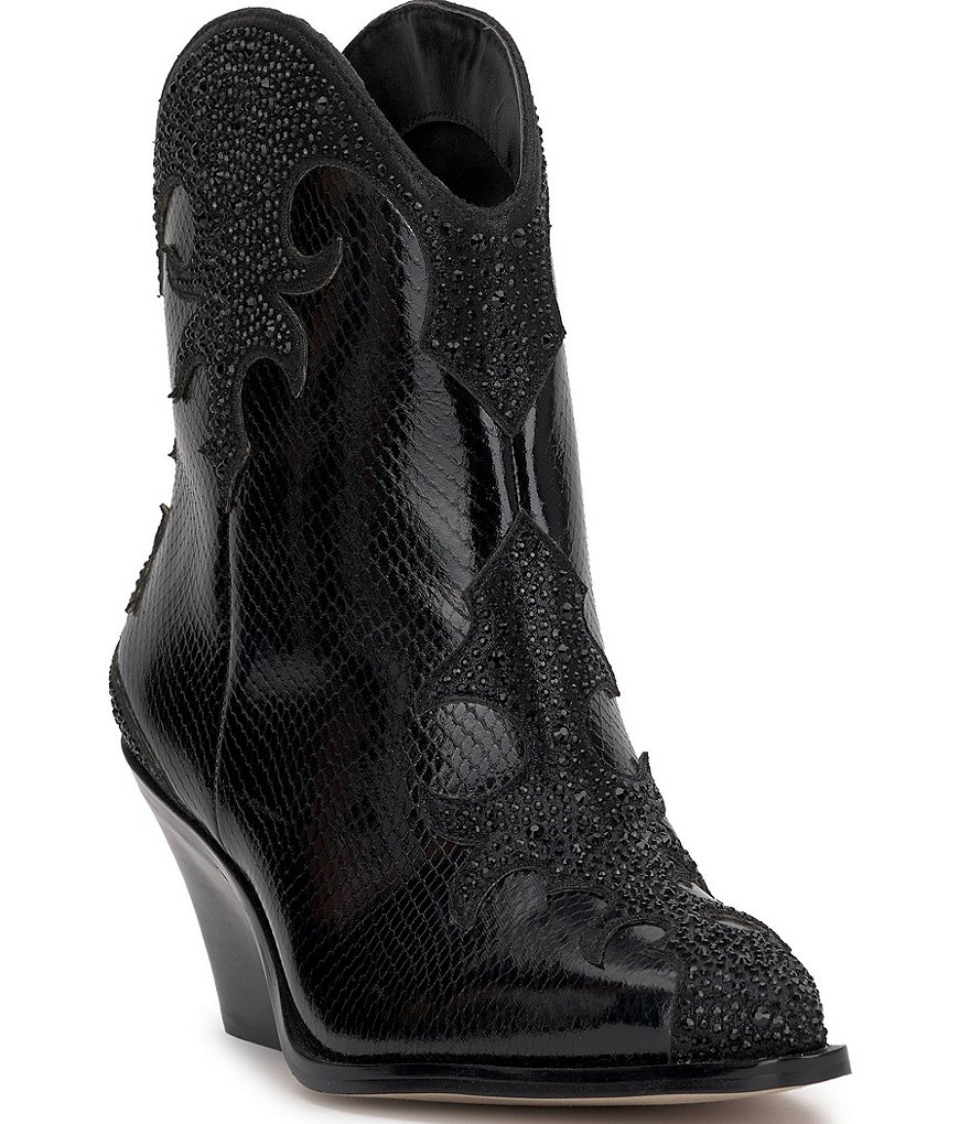 Jessica Simpson Zolly Snake Embossed Rhinestone Western Booties | Dillard's