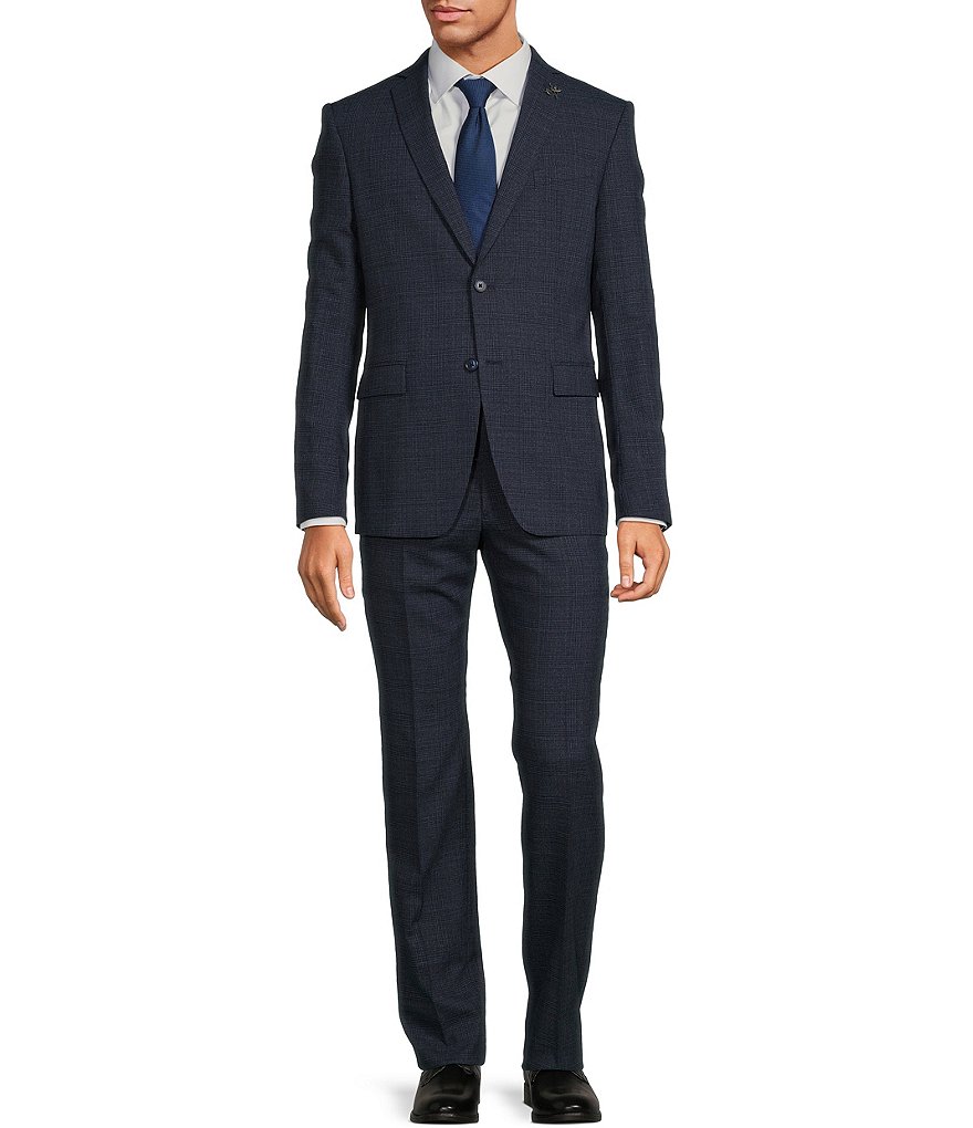 John Varvatos Slim Fit Flat Front Plaid Pattern 2-Piece Suit | Dillard's