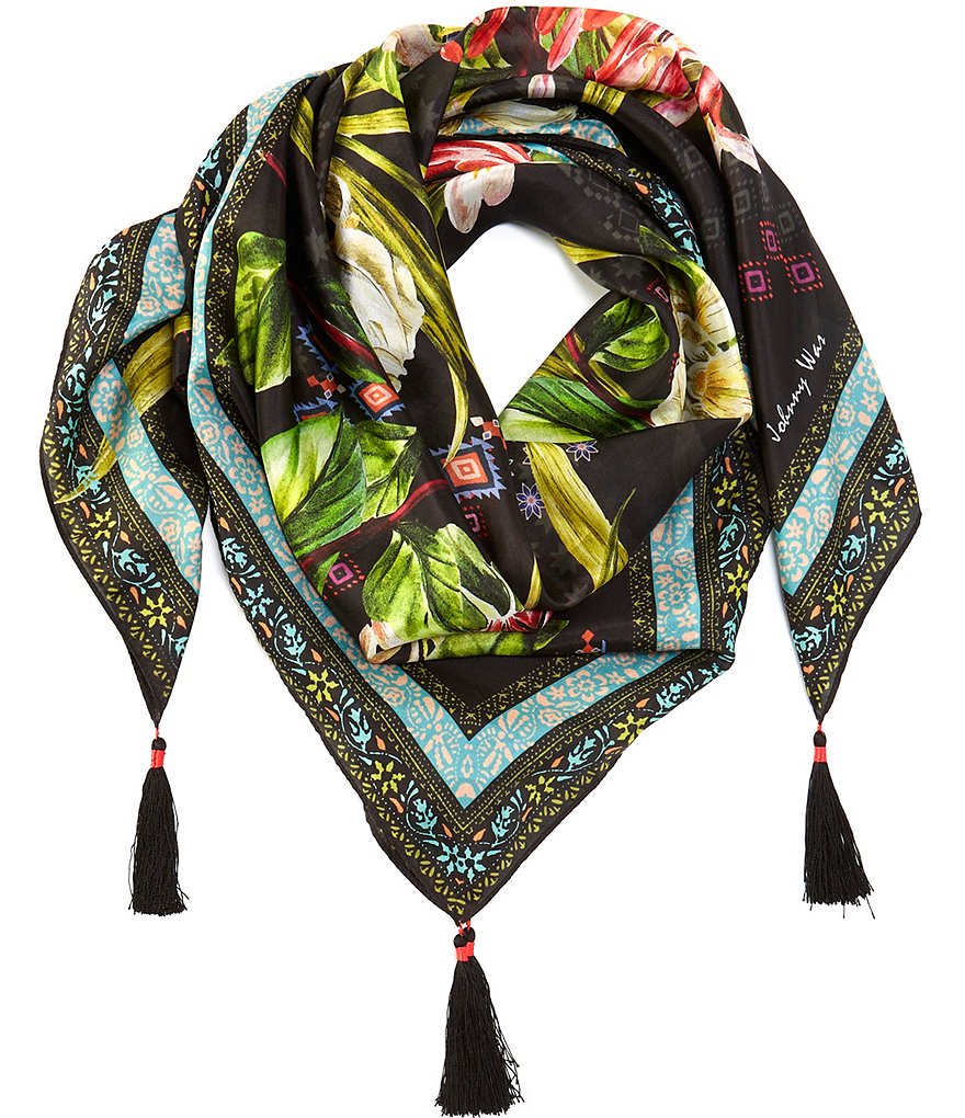 JOHNNY WAS Iris Whisper Floral Silk Square Scarf | Dillard's