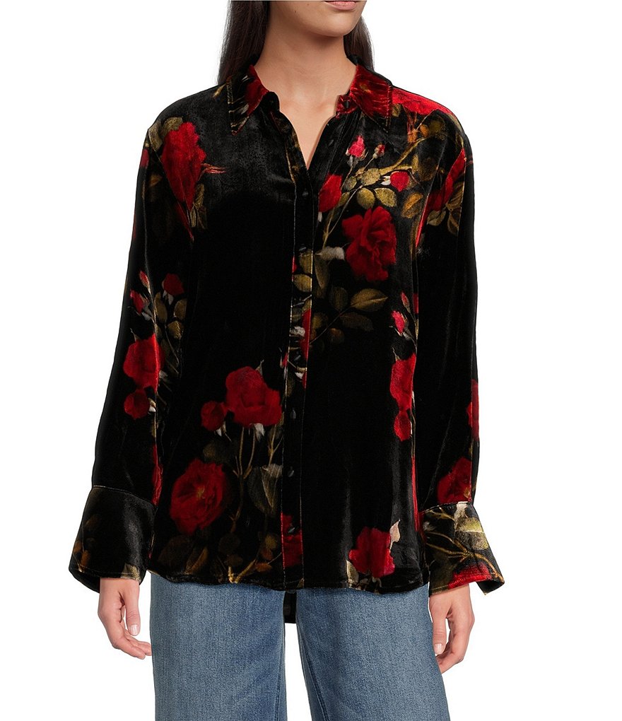 Johnny Was Sierra Burnout Darlyn sale Blouse Peplum Top Velvet Floral Small NWT $318