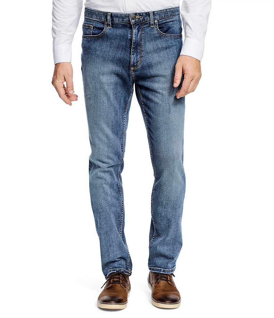 Johnston & Murphy 5-Pocket Regular Fit Tapered Leg Washed Stretch Denim  Jeans | Dillard's