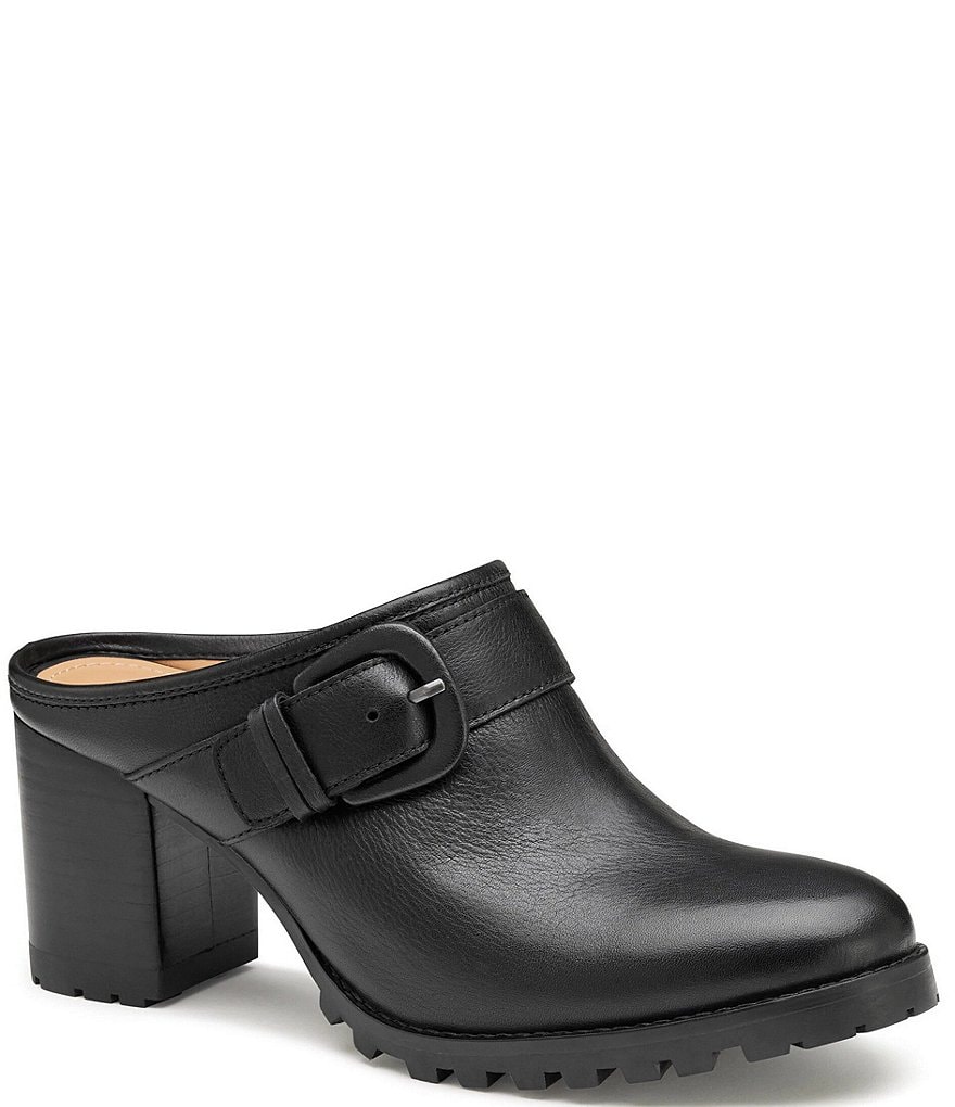 Johnston & Murphy Vivica Leather Buckled Lug Sole Mules | Dillard's