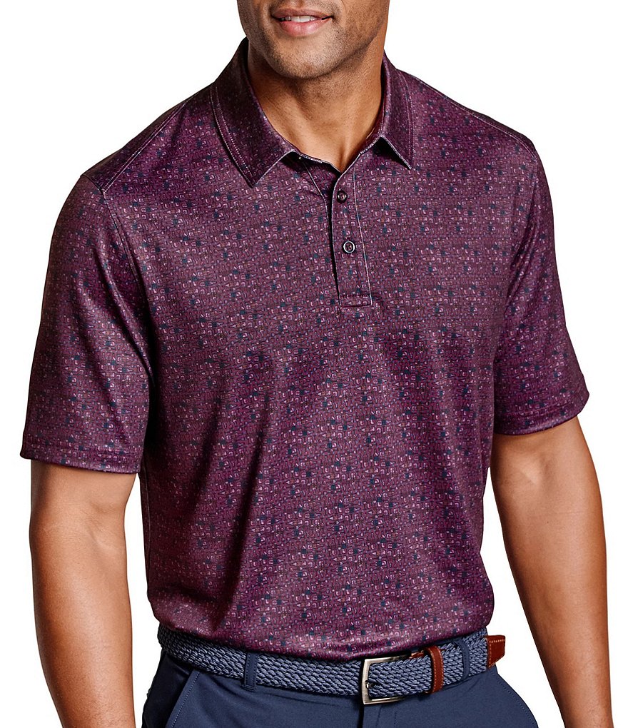 Johnston & Murphy XC+ Ace Performance Printed Short Sleeve Polo Shirt