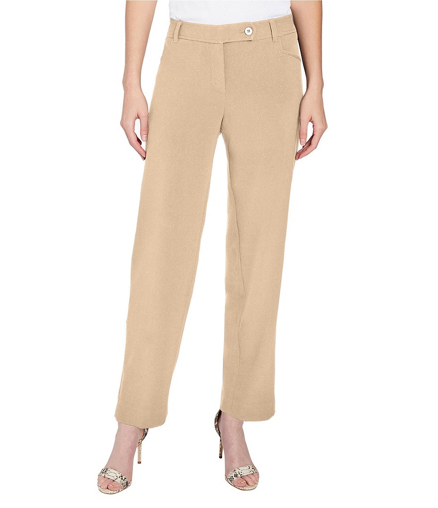 Jones New York Duke Stretch Solid Woven Slim Straight Leg Ankle Pants