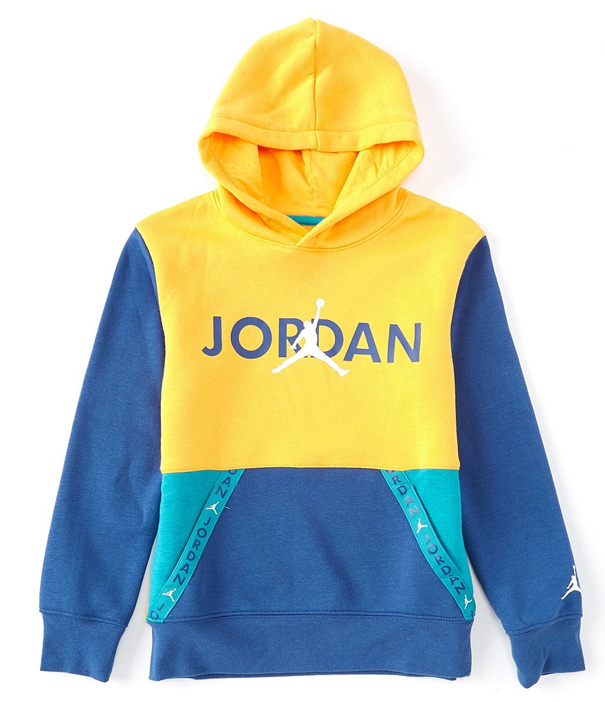 Jordan Big Boys Air Color Block Fleece Pullover Hoodie - Macy's