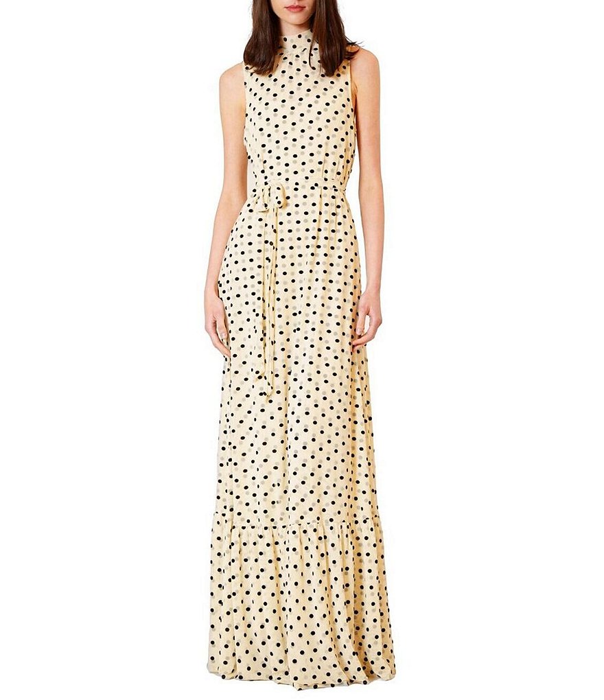 slim fit dress slacks Same Halter Flounce Midi Dress | Cream Polka Dot main image 0