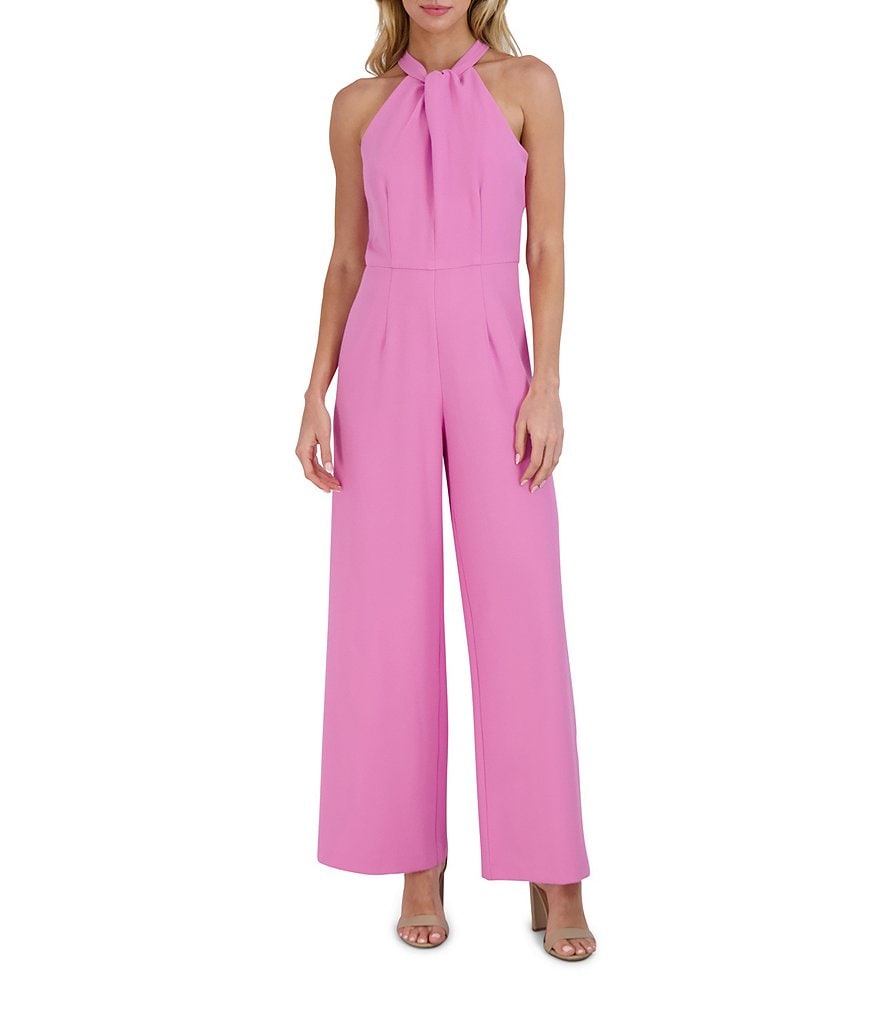 Julia Jordan Halter Twist Neck Sleeveless Pocketed Jumpsuit