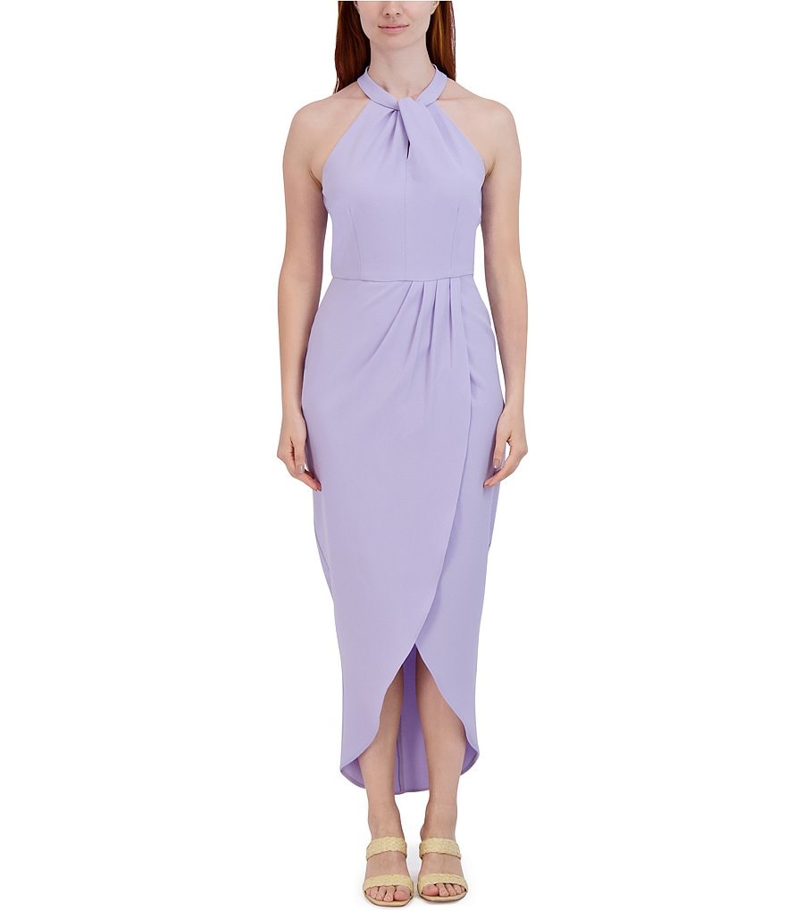 Outlet Julia Jordan Knot-Neck Tulip-Hem Midi Dress