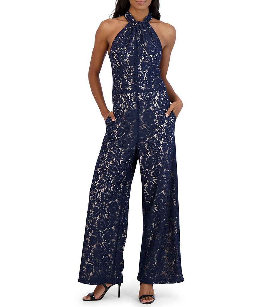 Julia jordan knotted cheap halter wide leg jumpsuit