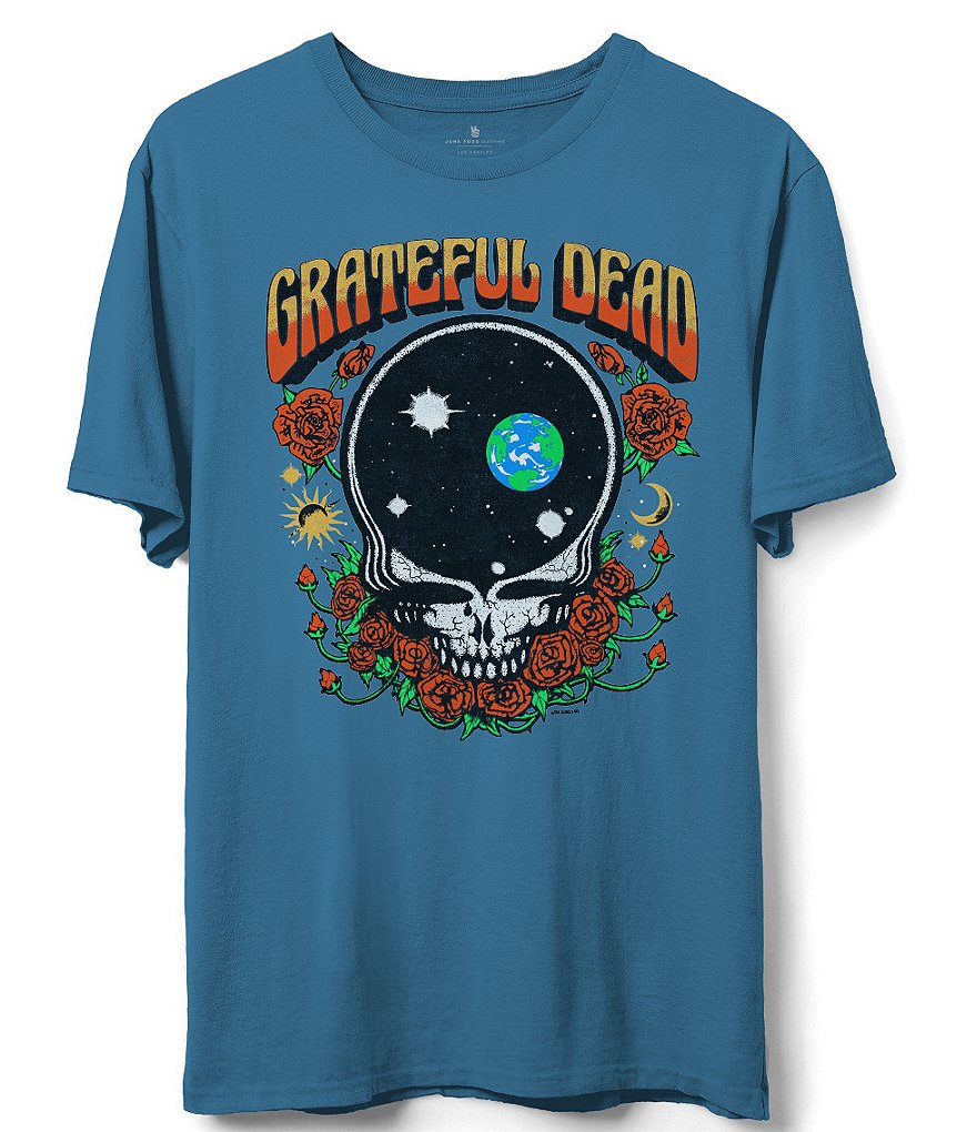 Junk Food Womens Grateful Dead Skull and Roses Graphic T-Shirt