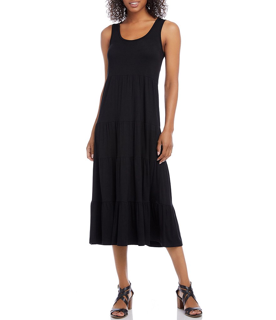 Karen Kane Scoop Neck Sleeveless Tiered Midi Dress | Dillard's