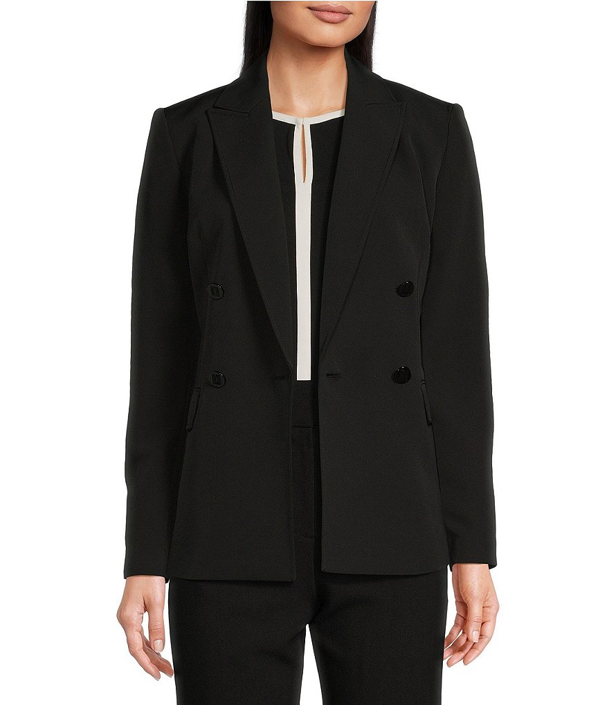 KARL LAGERFELD PARIS Double Breasted Notch Lapel Long Sleeve Blazer ...