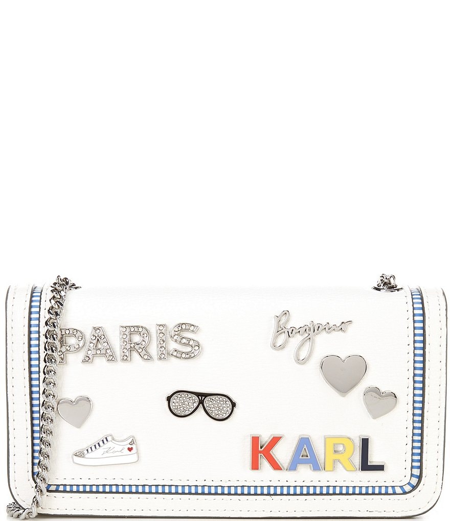 KARL LAGERFELD PARIS Kosette Embellished and Striped Stitching Small ...