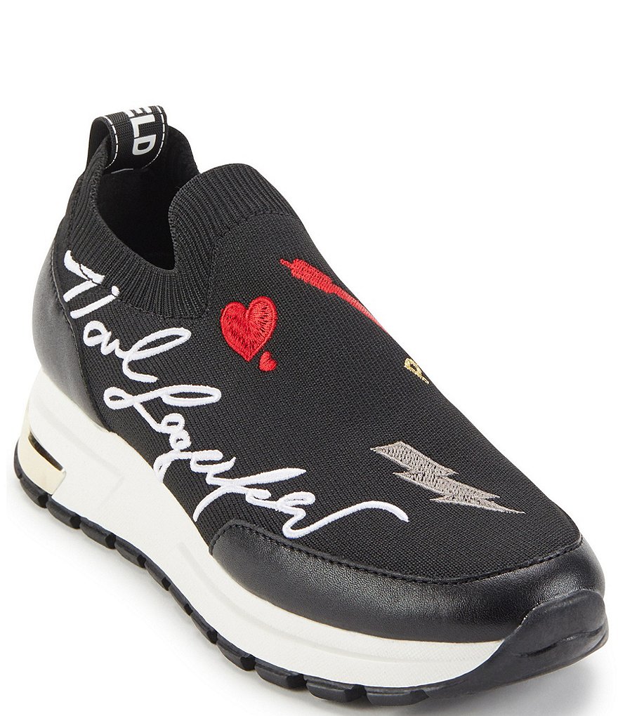 KARL LAGERFELD PARIS Miranda Logo Knit Slip-On Platform Sneakers | Dillard's
