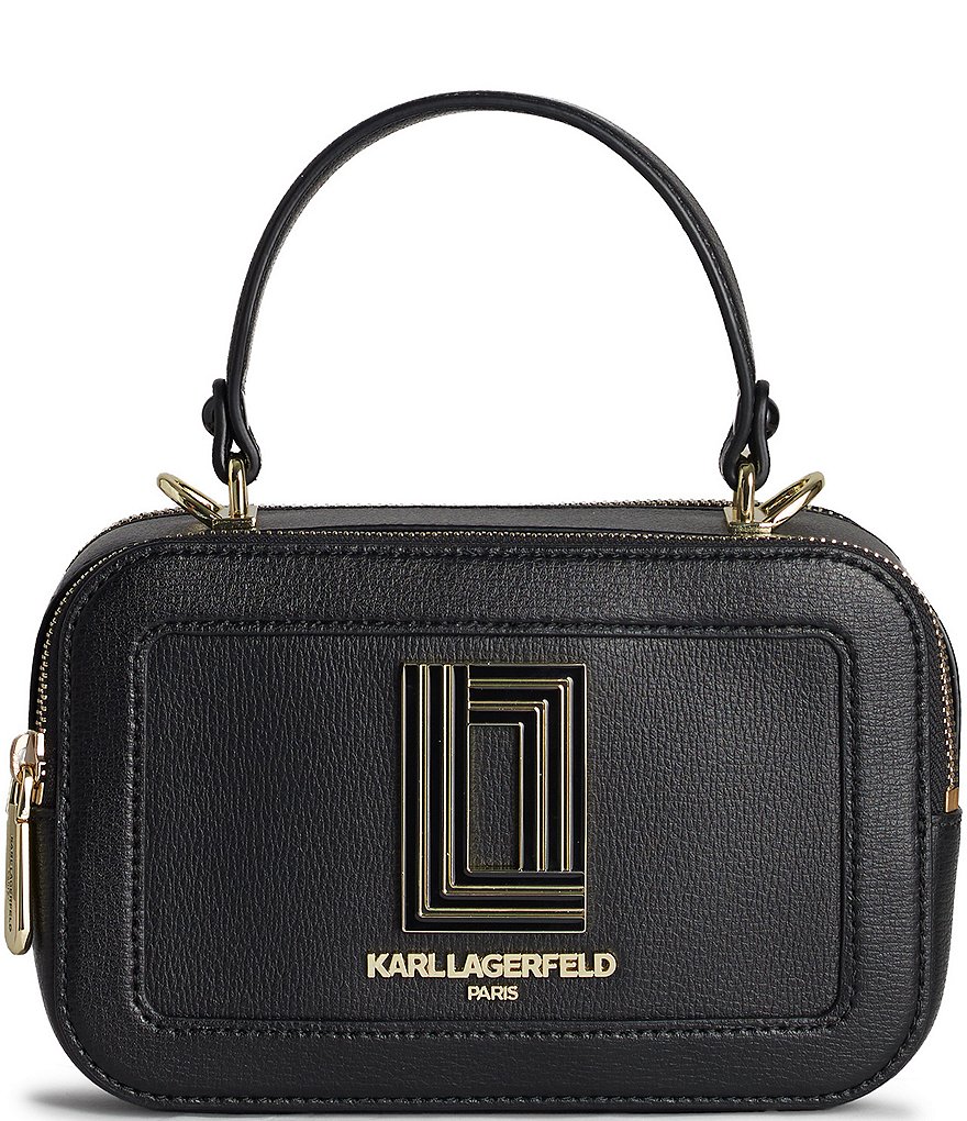 NWT Original Karl Lagerfeld Paris Adele Bucket Bag Crossbody Monogram Black  Gray