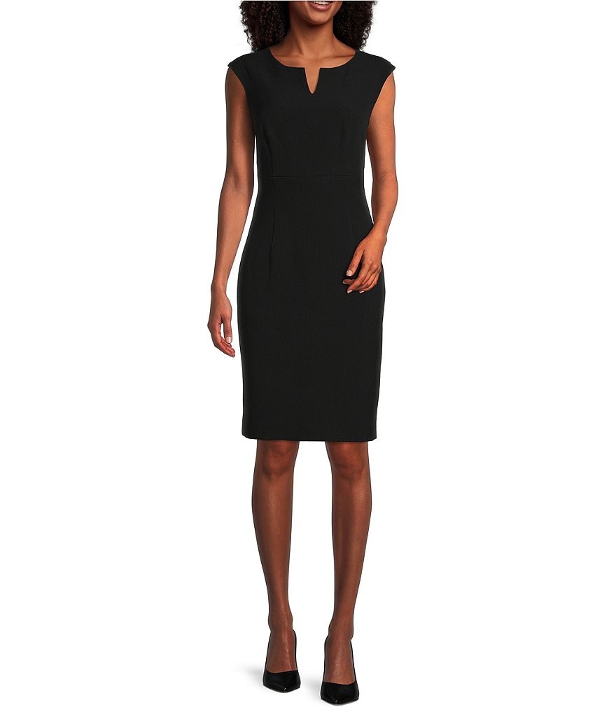 Kasper Cap Sleeve Split Round Neck Crepe Sheath Dress | Dillard's