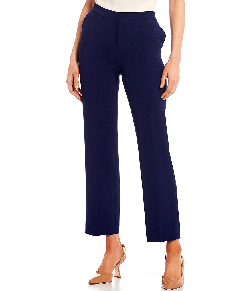 Kasper Flat Front Elastic Back Wide Leg Ankle Pants | Dillard's