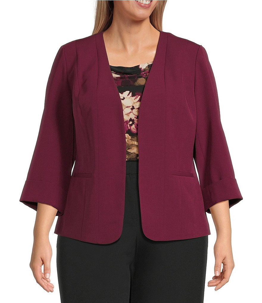 special guest ウエア Kasper Plus Multi Seam Open Front Cuff Sleeve Jacket | Dillard's