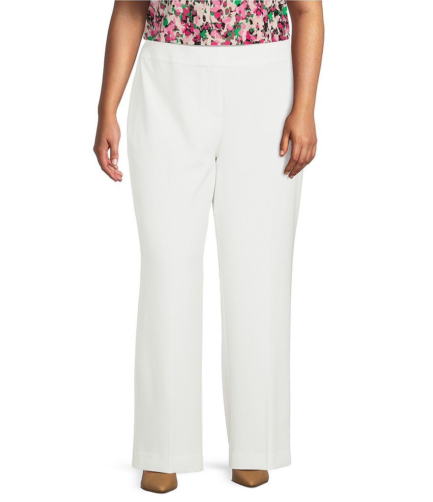 p_kuru　36 Kasper Plus Size Flat Front Wide Leg Stretch Crepe Pants | Dillard's