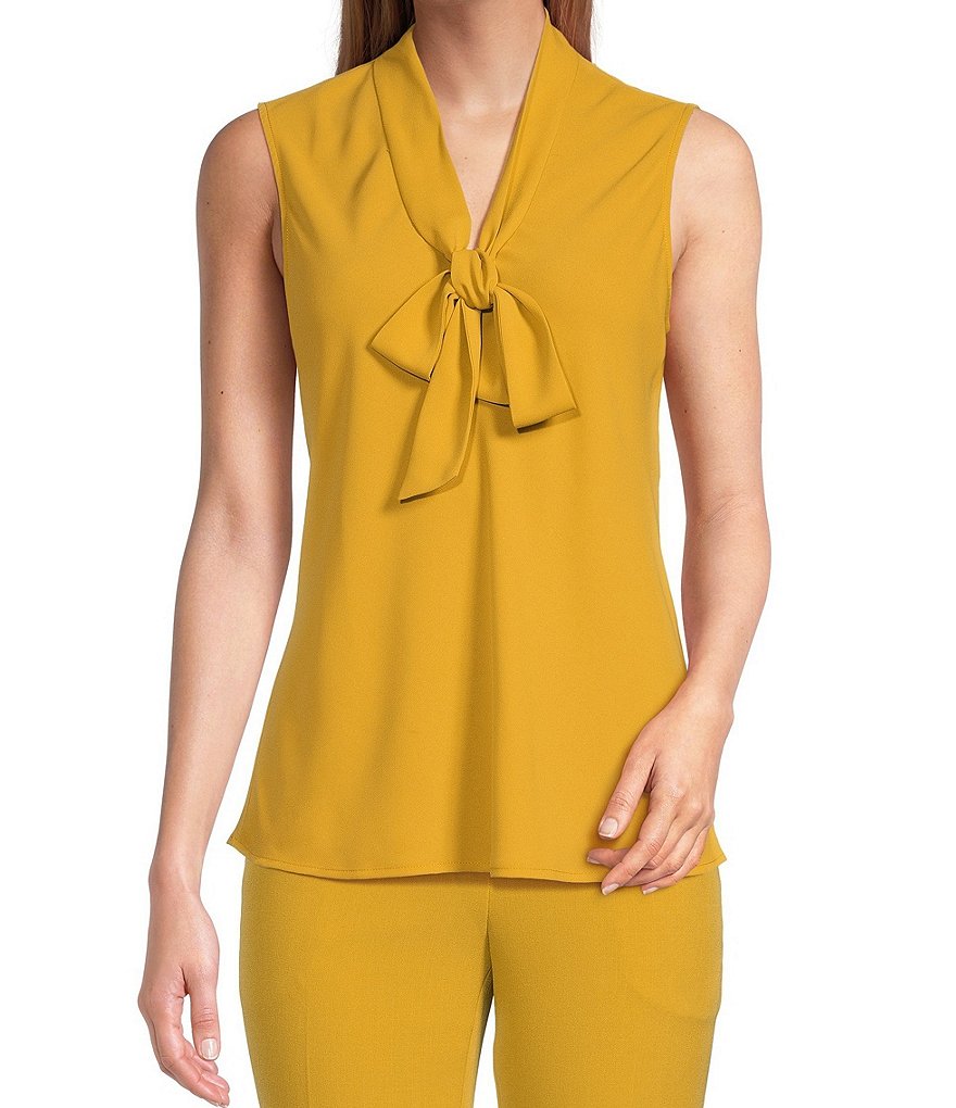 Kasper Tie Front Neck Sleeveless Blouse | Dillard's
