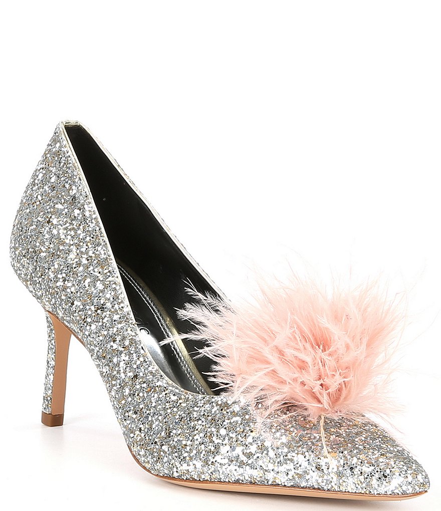 kate spade new york Maribou Glitter Feather Pom Pumps Dillard s