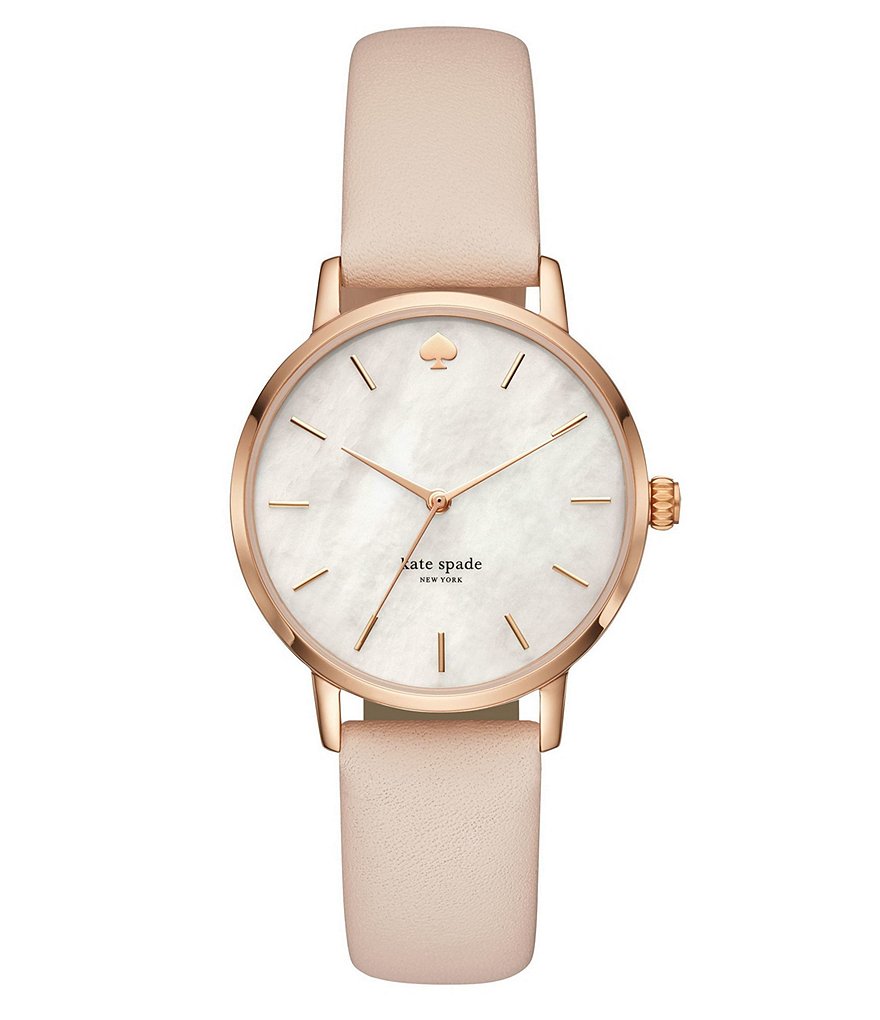 kate spade new york Metro Mother-of-Pearl Analog Leather-Strap Watch