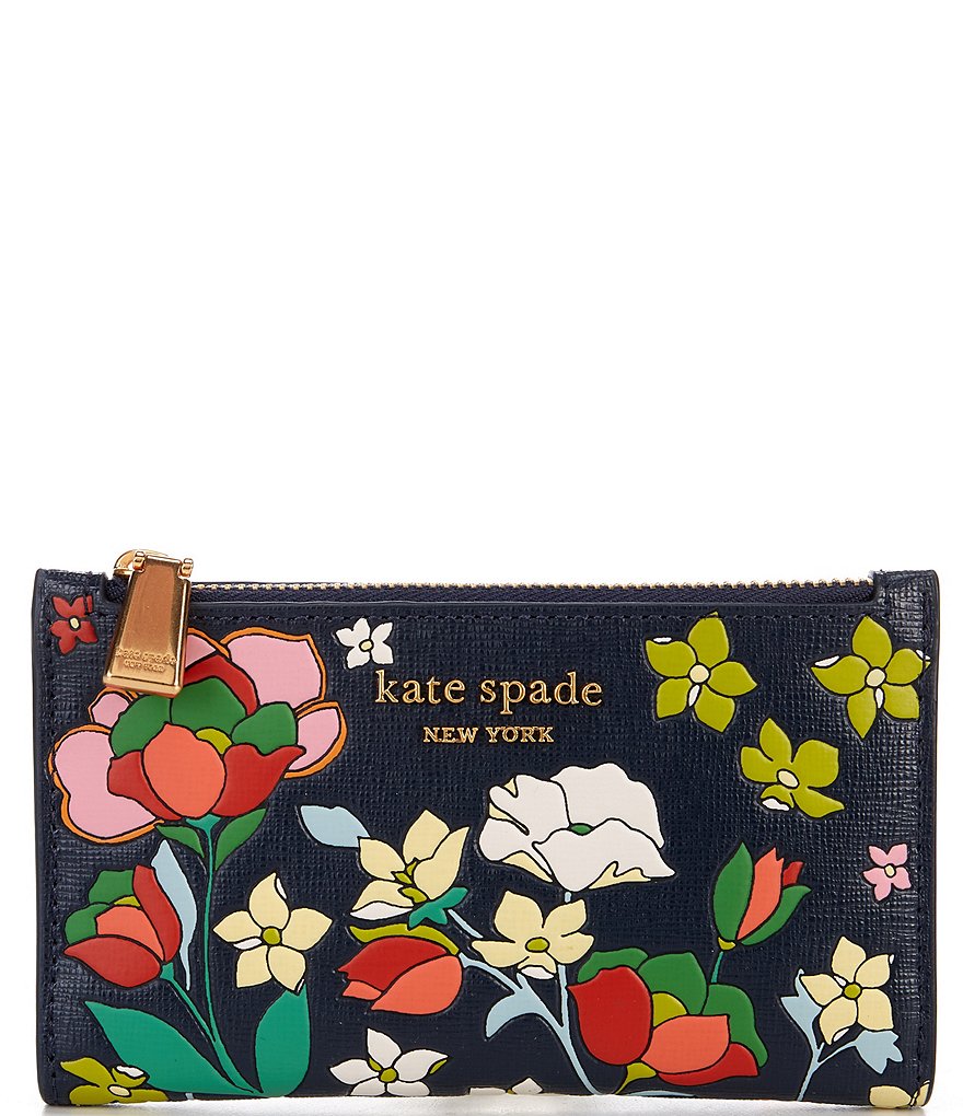  Kate Spade New York Morgan Flower Bed Embossed Saffiano Leather  Zip Around Continental Wallet Blazer Blue Multi One Size : Clothing, Shoes  & Jewelry