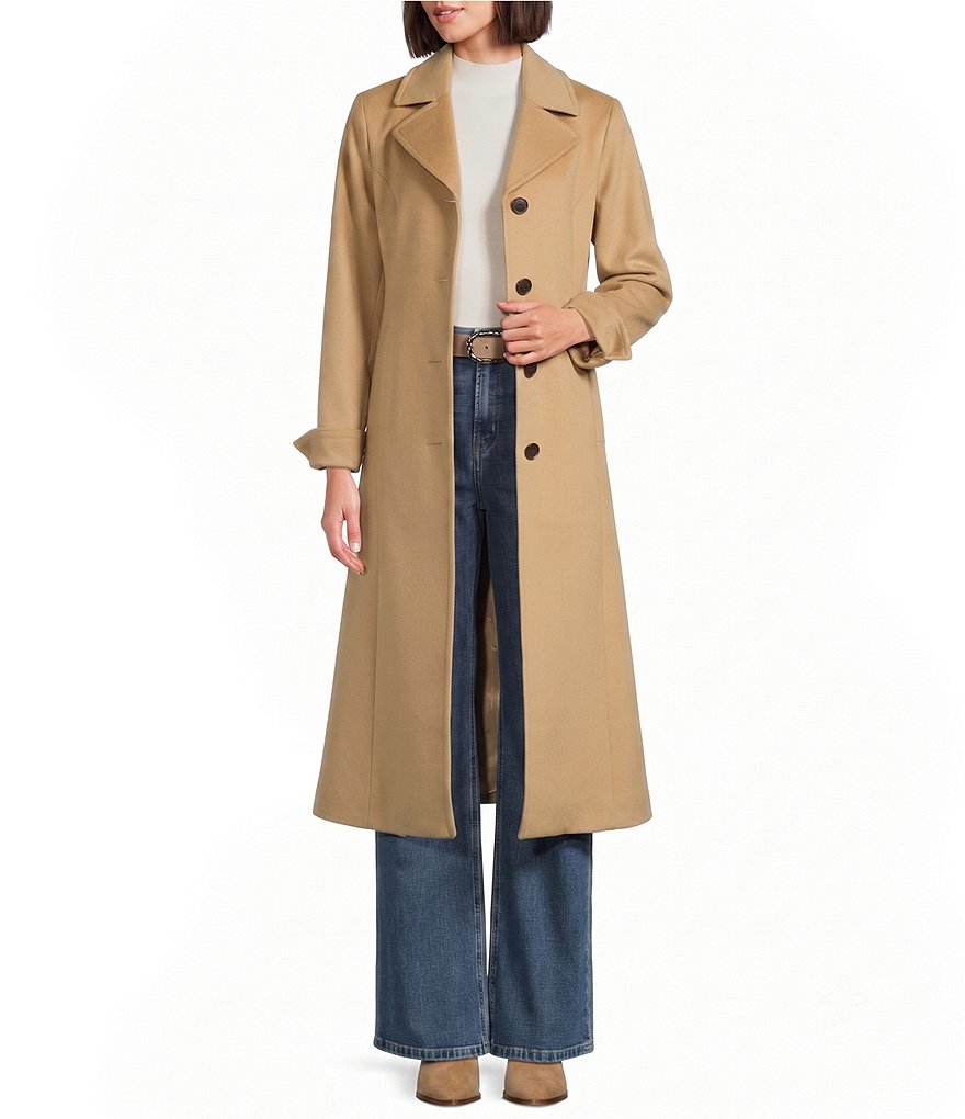 Katherine Kelly Pure Wool Notch Collar Button Front Maxi Coat