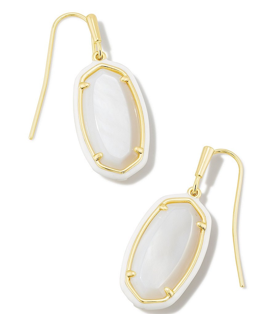 Kendra Scott 14K Dani Enamel Gold Framed Drop Earrings