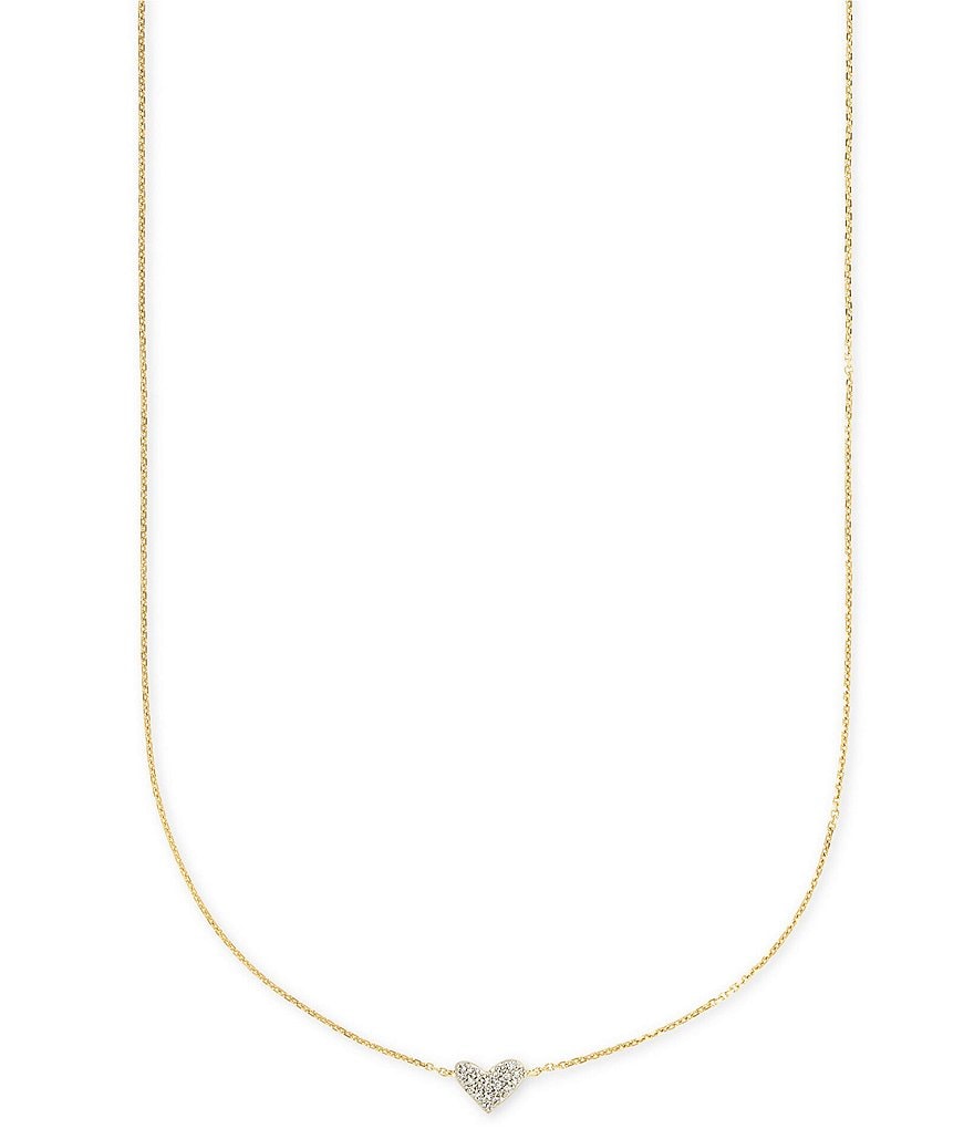 Heart 14k White Gold Pendant Necklace in White Diamonds | Kendra Scott