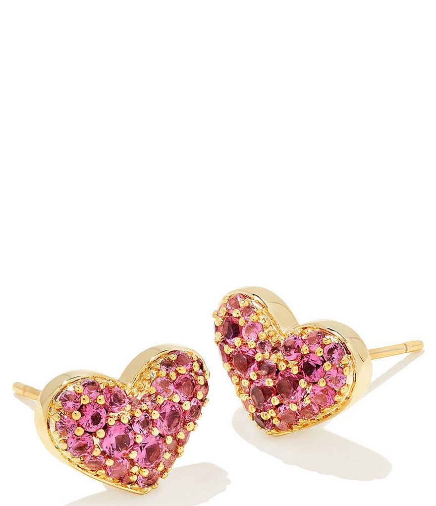 Kendra Scott Ari Pave Crystal Heart Gold Stud Earrings | Dillard's