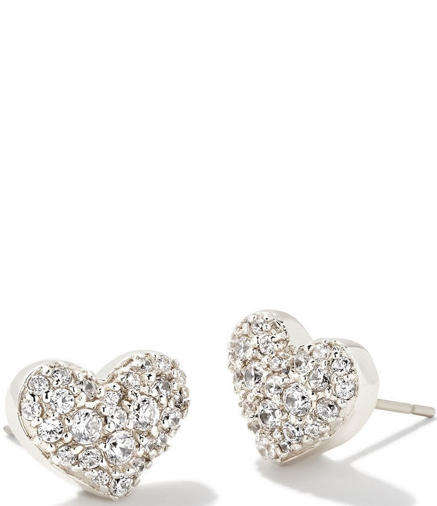 Kendra Scott Ari Pave Crystal Heart Silver Stud Earrings | Dillard's