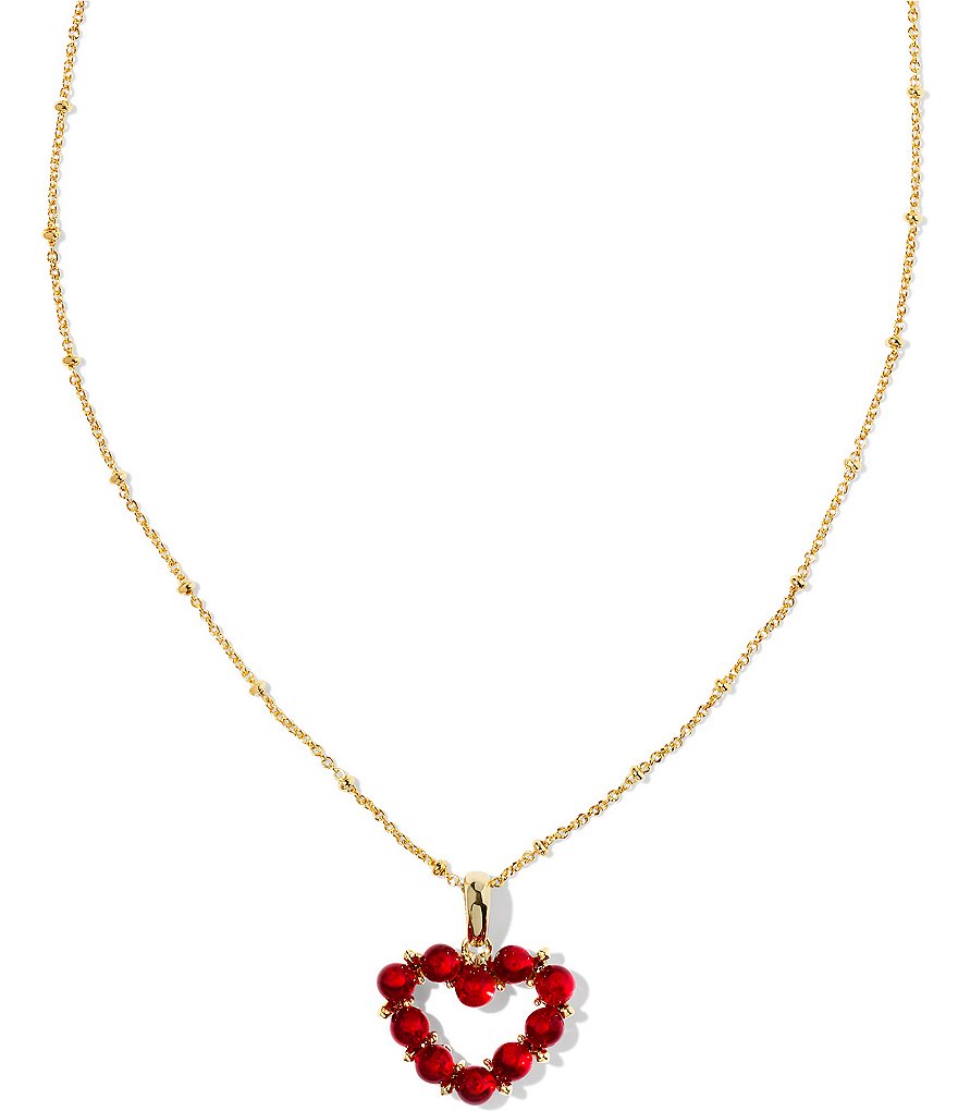 Kendra Scott Katy Gold Heart Short Pendant Necklace in White Crystal - Her  Hide Out