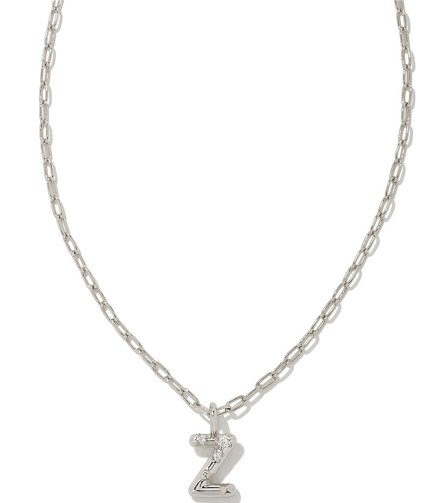 Kendra Scott Crystal Initial Letter Silver Short Pendant Chain