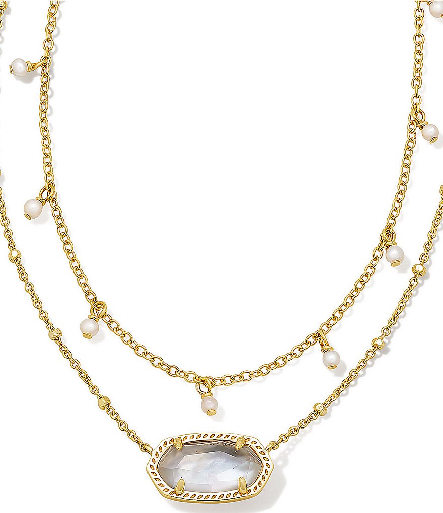 Elisa Gold Pearl Multi Strand Necklace in Teal Abalone | Kendra Scott