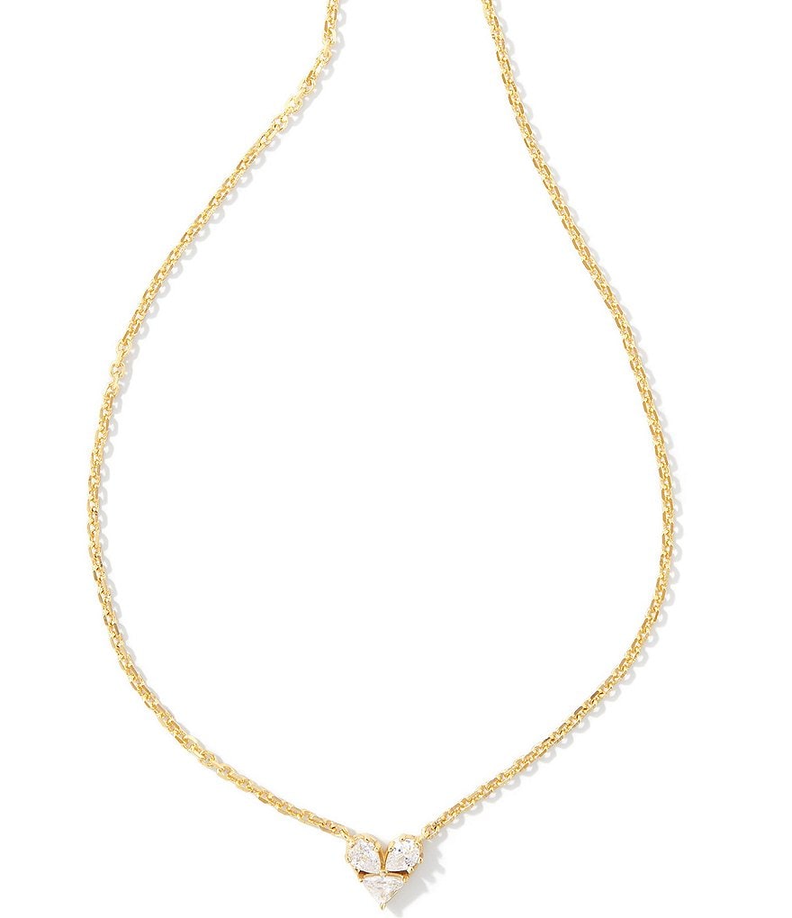 Kendra Scott Katy Heart Short Pendant Necklace - Gold White CZ