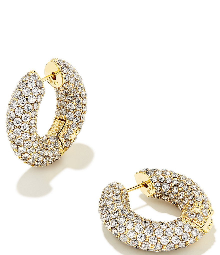 Gold and deals crystal hoop earrings