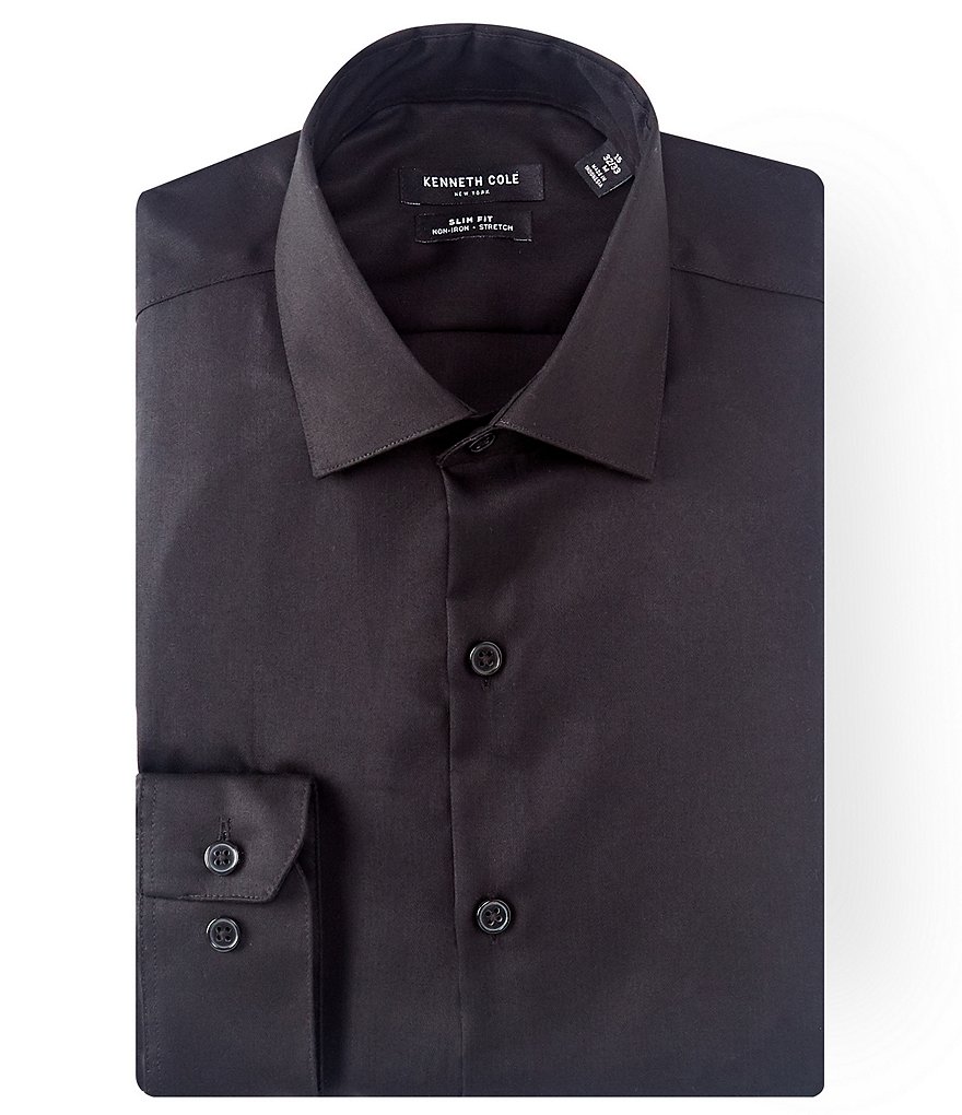 Kenneth Cole New York Non-Iron Stretch Slim Fit Spread Collar