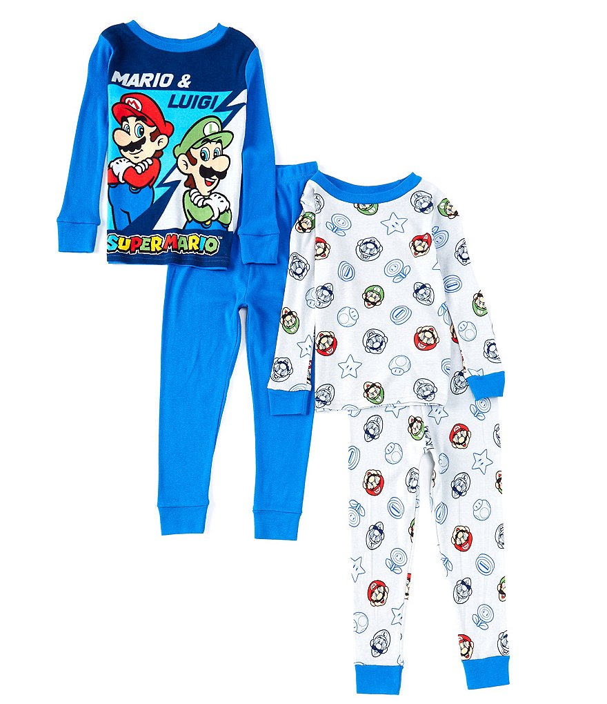 Komar Kids Little/Big Boys 4-10 Long-Sleeve Mario 4-Piece Pajama 4 ...